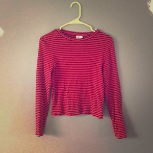 Black and Red Striped Long Sleeve Shirt